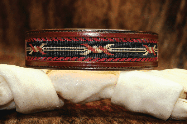 Barbed Wire Beaded Leather Dog Collar