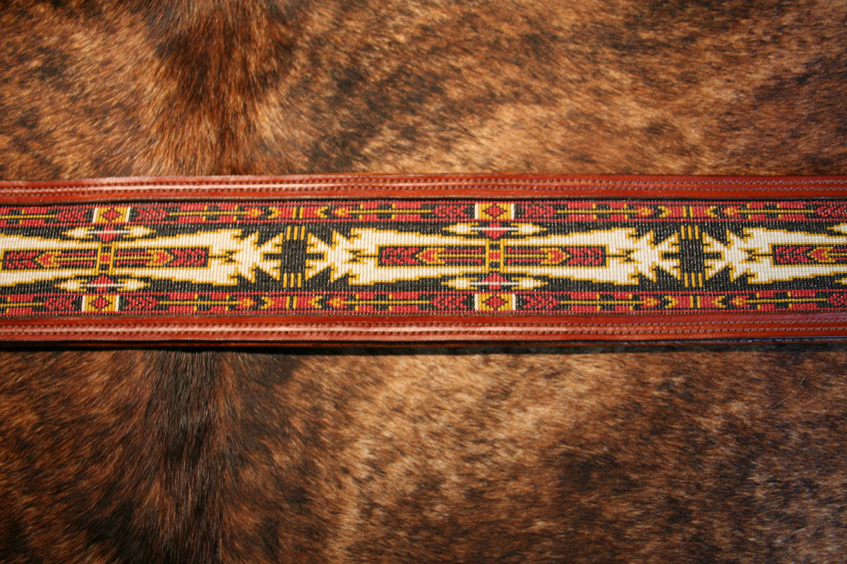 Custom Handmade Padded Leather Guitar Strap – Beaded "Horse Thieves" Design - Image 3