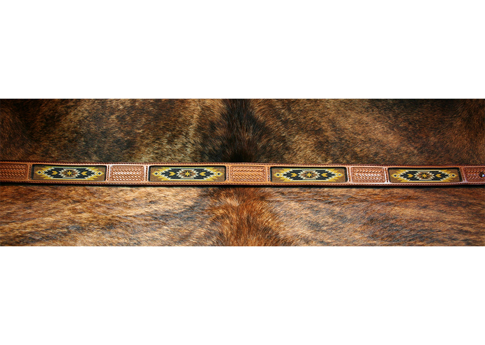 Aztec Designed Beaded Leather Belt - Image 2