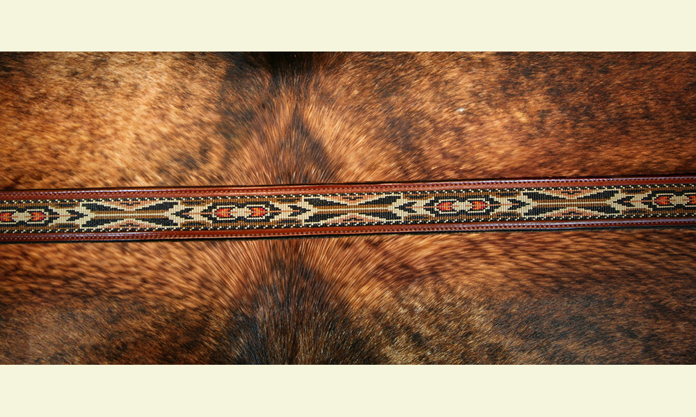 Frontier Feather Beaded Leather Western Belt - Image 2